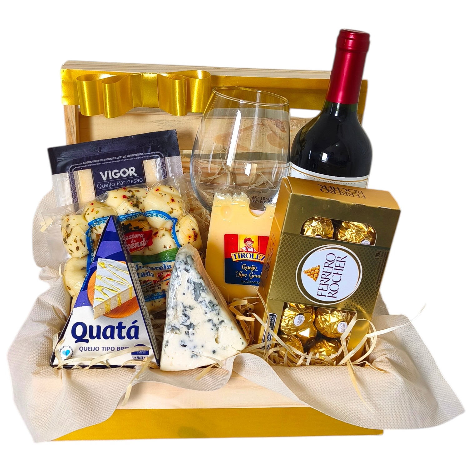 Cesta de Queijos e Vinho - Para Celebrar